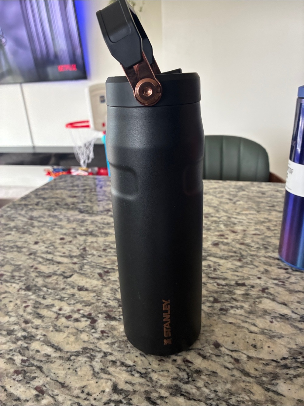 Stanley Black Travel Bottle with Copper Accents